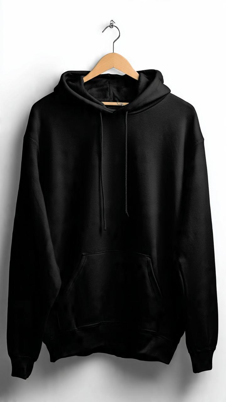 White plain hoodie on hanger side view